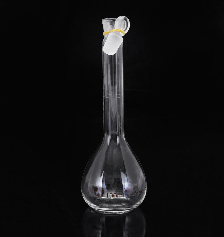 100mL Clear Glass Volumetric Flask w/ Glass Stopper Lab Chemistry Glassware