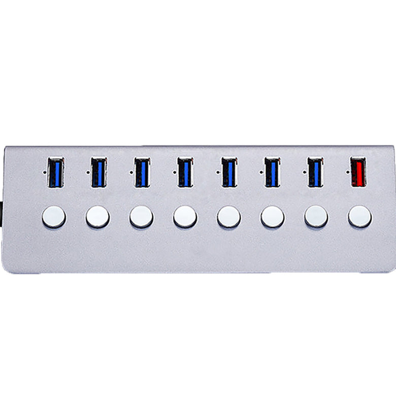 Aluminum Alloy 8-port USB3.0 Splitter 7 Port Computer Extended USB HUB 1 Port Fast Charging Adapter External 5V3A Power Supply