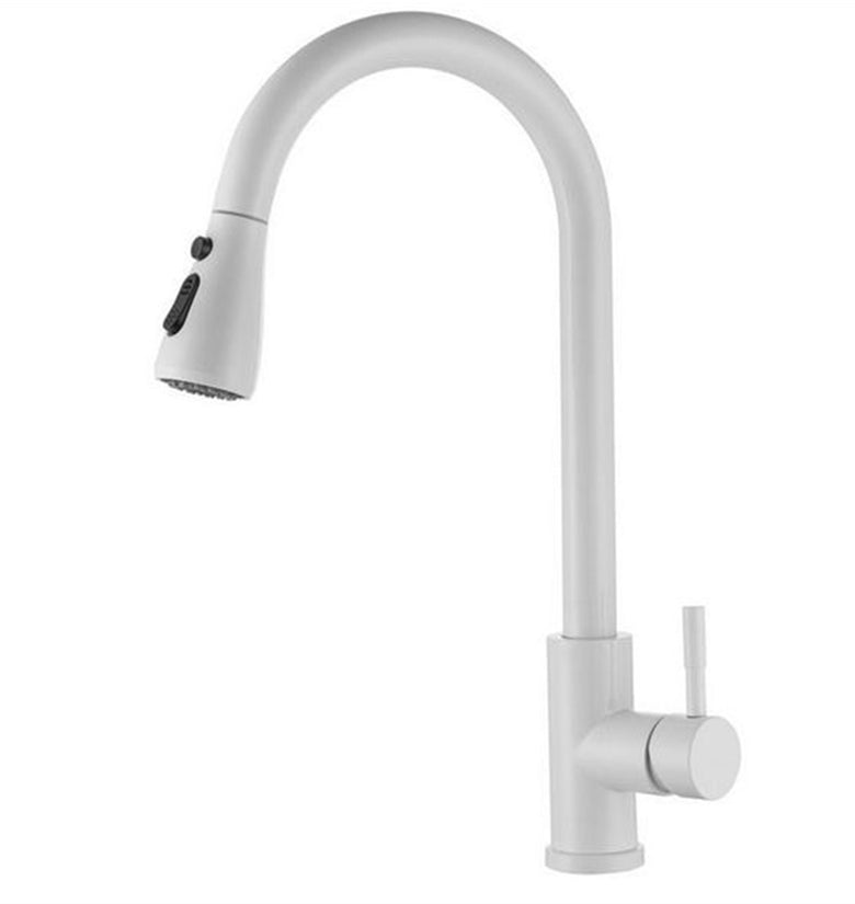 Modern Kitchen Stainless Steel Sink Pull Out Faucet Sprayer One-Button Water Stop Spring Mixer Tap