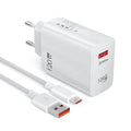 [GaN Tech] 120W 1-Port USB Charger USB-A QC5.0 Fast Charging Wall Charger Adapter EU Plug US Plug UK Plug with 6A USB-A to Type-C 1M Cable