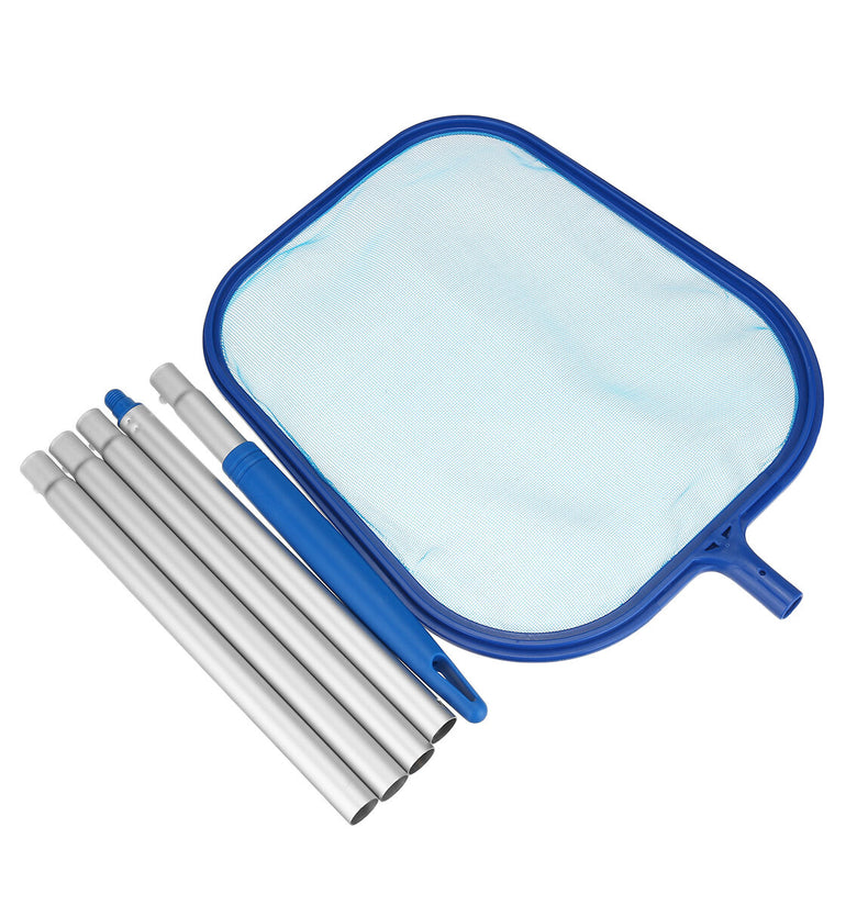 Removable 5 Section Swimming Pool Net Aluminum Telescopic Cleaning Pole Pool Leaf Skimmer Cleaning Tool