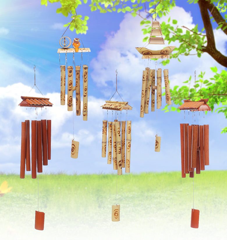 Bamboo Wind Chimes Natural Handmade Craft Wind Chimes For Home Roof Garden Decoration Bird House