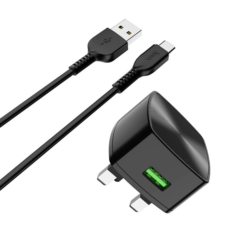 HOCO C70B UK QC3.0 Charger Power Adapter With Type-C Cable For Tablet Smartphone