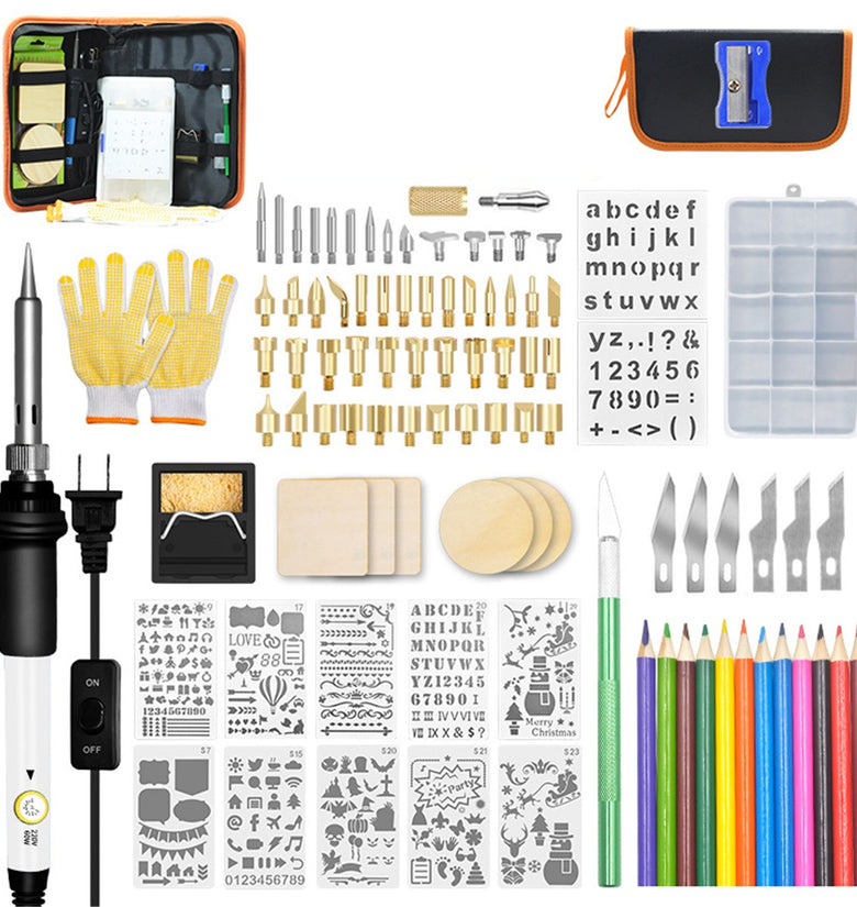 96Pcs 110V~240V 60W DIY Adjustable Temperature Electric Soldering Iron Welding Kit