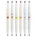[ From XM ] Deli S606 6pcs/box Double Head Soft Color Fluorescent Pen Highlighter Pen Plastic Marker Cute Stationery School Supplies