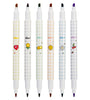 [ From XM ] Deli S606 6pcs/box Double Head Soft Color Fluorescent Pen Highlighter Pen Plastic Marker Cute Stationery School Supplies