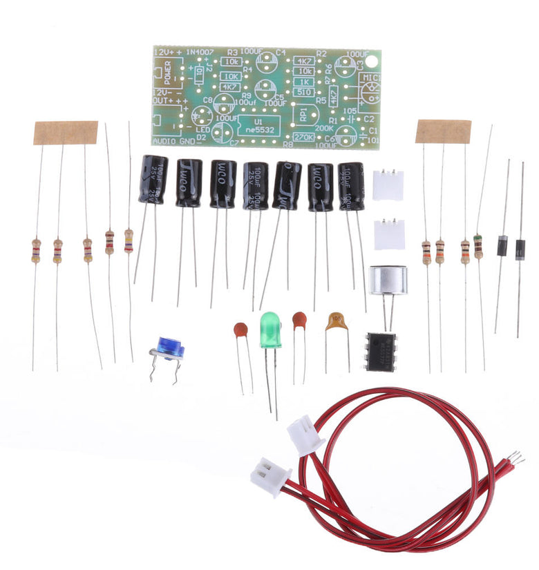 5pcs Microphone Pickup Audio Microphone Amplifier Module DIY Kit Dual Track Output Gain Adjustable DC 12V 3.5mA MIC Sound Voice