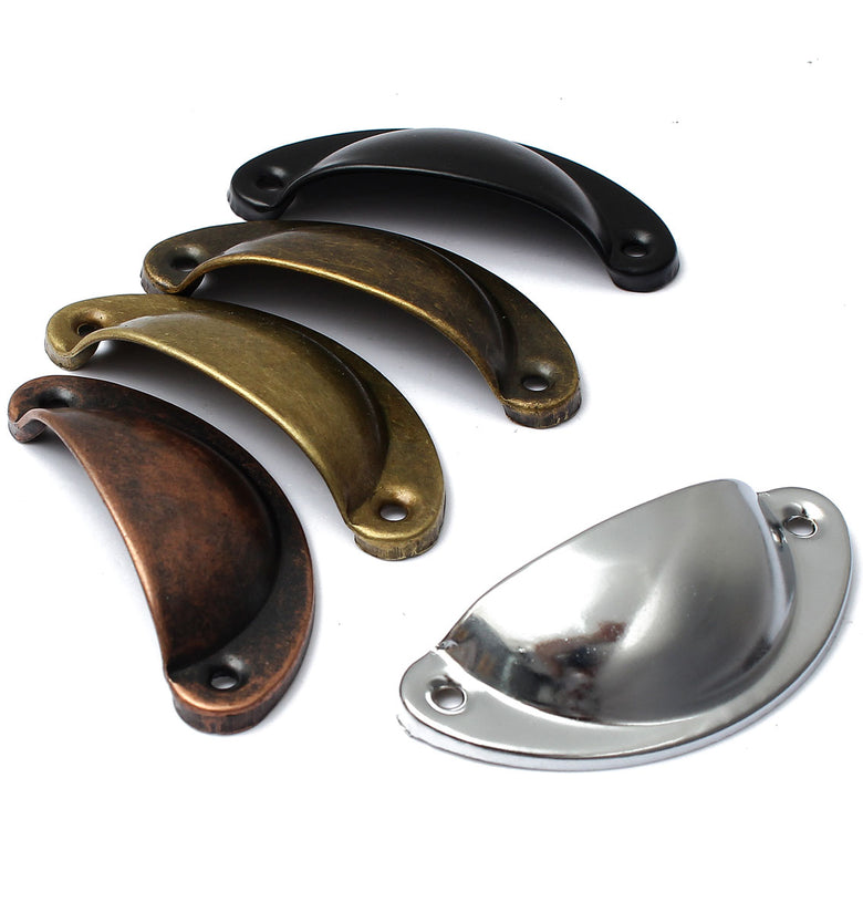 Retro Cupboard Cabinet Drawer Door Pull Handles in Half Moon Shell Design - Home Kitchen Furniture Handle