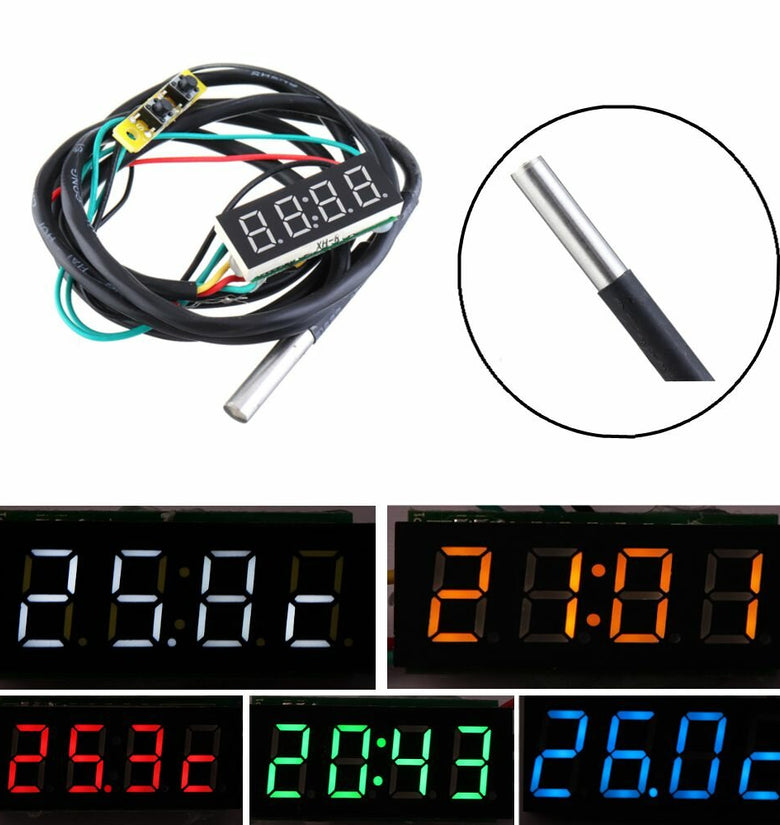 0.36 Inch 3-in-1 Time + Temperature + Voltage Display DC7-30V Voltmeter Electronic Watch Clock Digital Tube