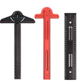 Aluminum Alloy Woodworking Carpentry Edge Ruler with Adjustable Protractor Angle Finder T-square Marking Scriber Gauge for Carpenter Work Layout and Measuring Tools