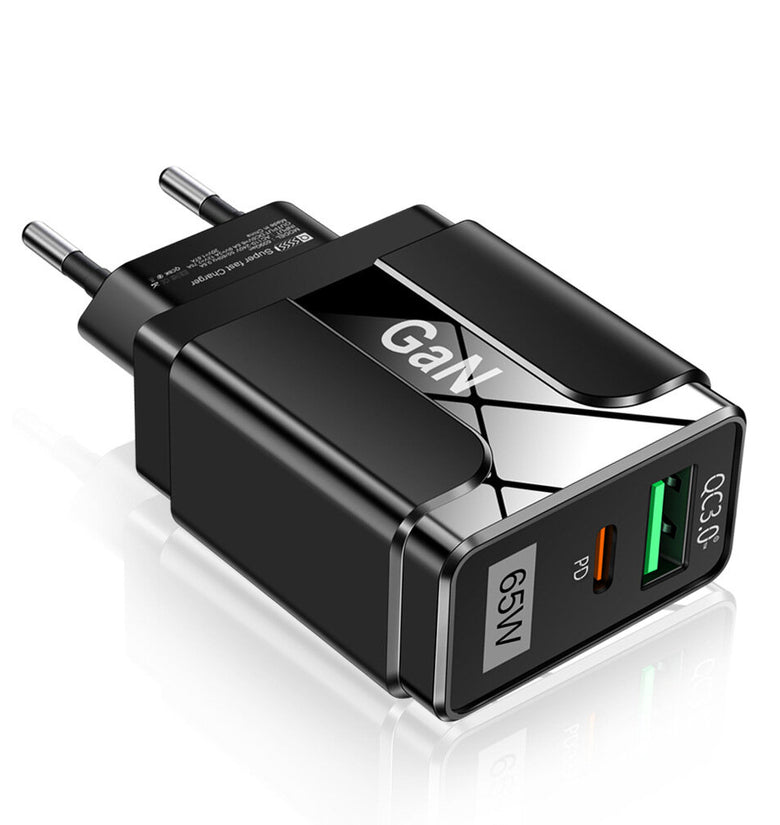 [GaN Tech]Uslion 65W 2-Port USB PD Charger Dual 33W USB-A PD3.0 QC3.0 Fast Charging Wall Charger Adapter EU Plug for iPhon14 Pro for iPad Huawei Xiaomi 11