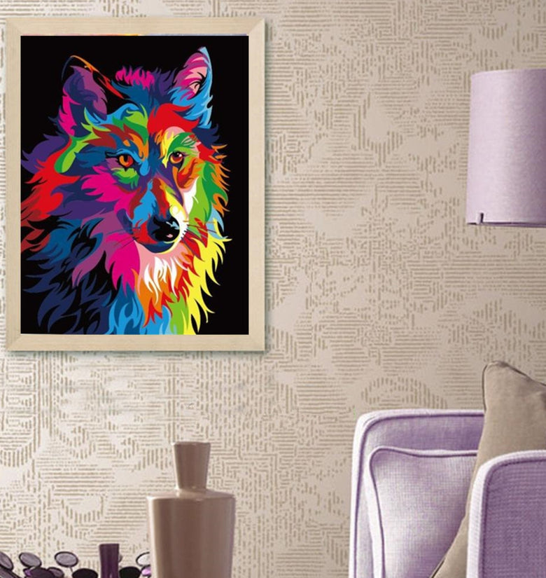 Oil Painting Set Number Kit Multicolor Wolf DIY Pigment Painting Art Hand Craft Tool