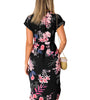 Non-Elastic V-Neck Floral Printed Split Floral Casual Dress For Women