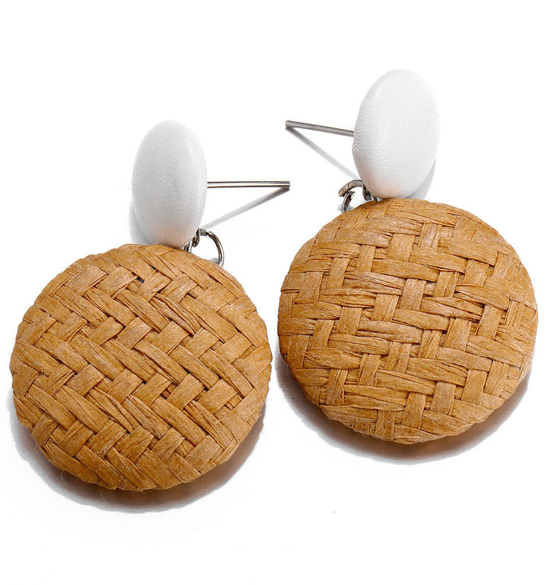 African Paper Weaving Big Earring Retro Style Round Circle Ear Drop Earring For Women