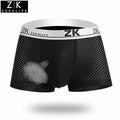 ZK Mens Honeycomb Mesh U-shaped Pouch Boxers Casual Breathable Antibacterial Plus Size Underwear