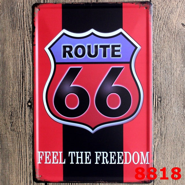 American Route 66 Vintage Picture Frame Iron Painting Hotel Bedroom Shop