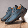 Men Hand Stitching Microfiber Soft Sole Casual Leather Shoes