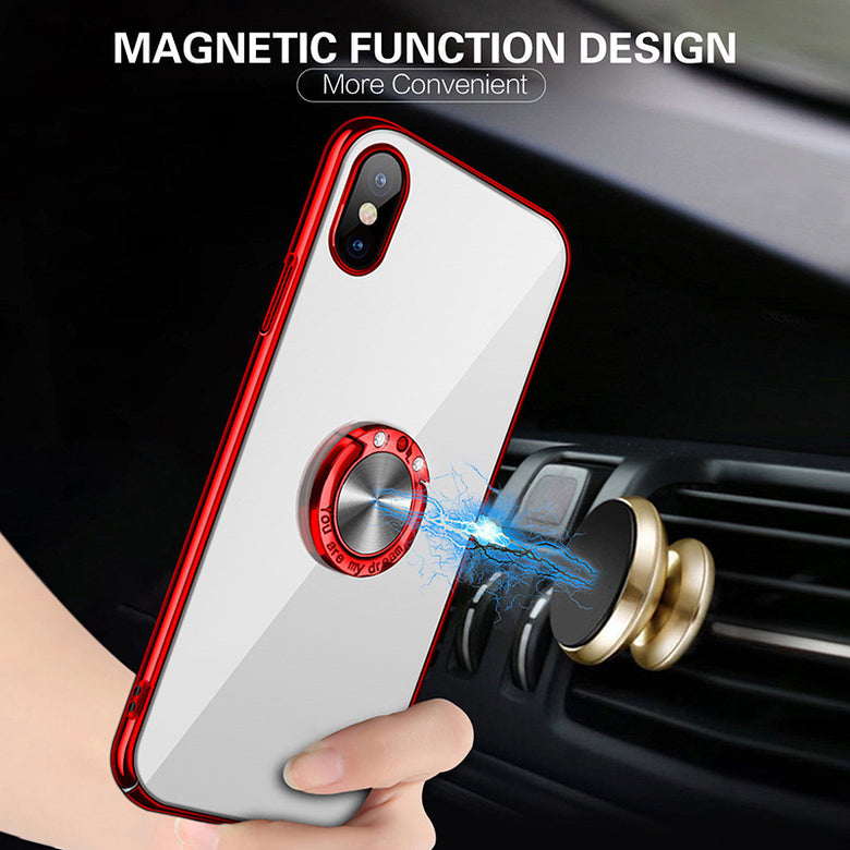 Bakeey Transparent Ring Holder Color Plating Anti-Scratch Hard PC Protective Case For Xiaomi Mi8 Non-original