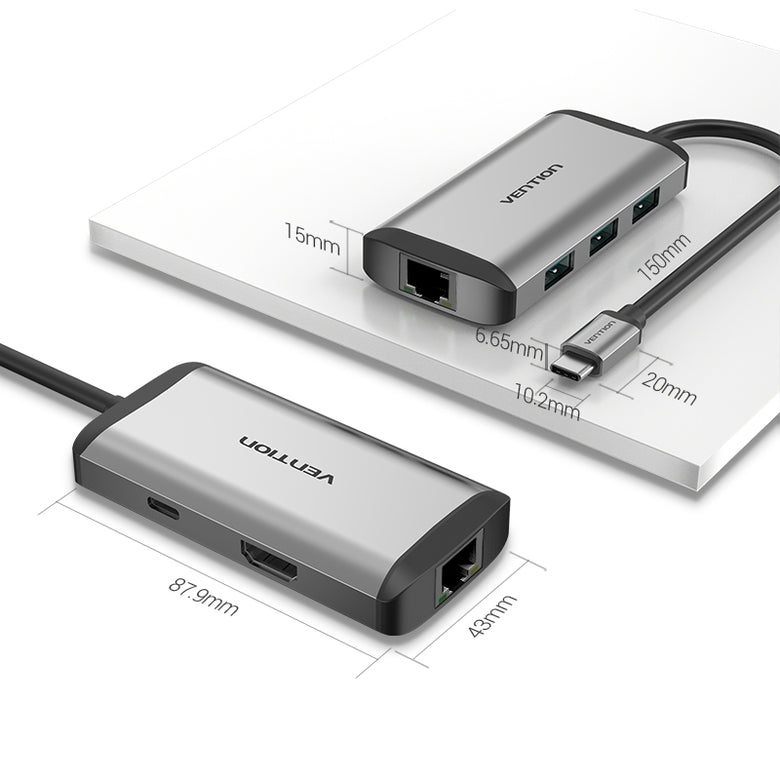 Vention CNCHB Type-C to HDMI RJ45 USB3.0 PD Converter Type-C Multifunction Adapter Hub