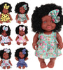 25CM Cute Soft Silicone Joint Movable Lifelike Realistic African Black Reborn Baby Doll for Kids Gift