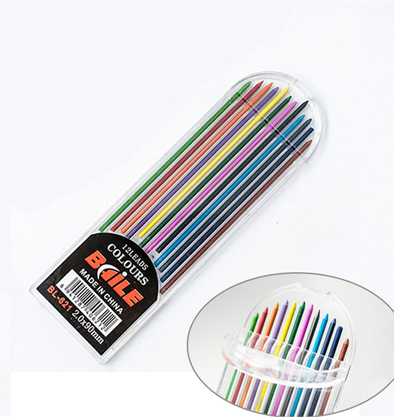 Baile BL-621 12Color Pen Refill Set 2.0 mm Color Lead Refill Resin Pencil Lead Painting Art Drafting DIY Drawing Writing For Mechanical Pencil