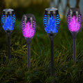 4pcs Solar Outdoor Lights Decorative with Flickering Flame, Mini Solar Landscape Lights Waterproof, Solar Garden Lights, LED Torch Lights for Yard Patio Pathway