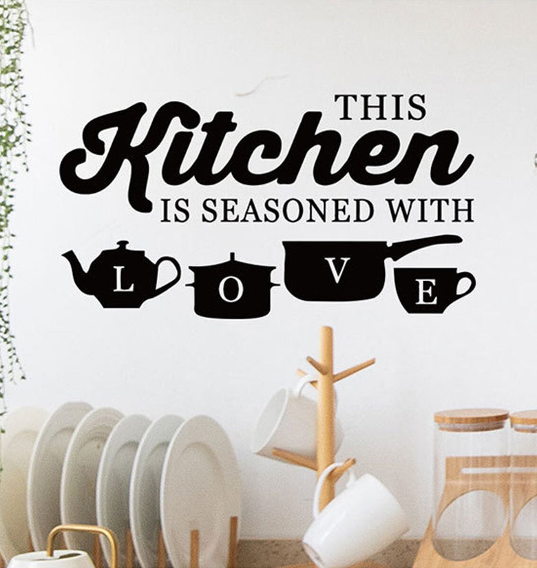 Kitchen Alphabet Phrases Wall Sticker Removable Cuisine Coffee Vinyl Stickers Home Wall Sticker Decorations Accessories