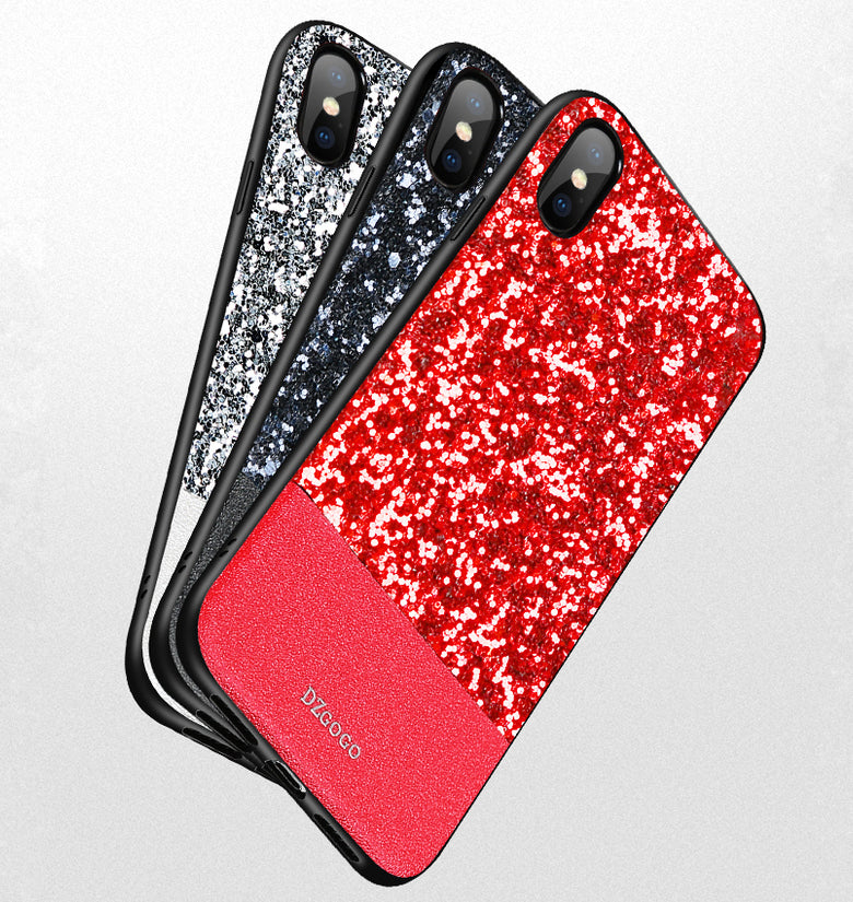 DZGOGO Diamond Bling PU Leather Protective Case for iPhone X