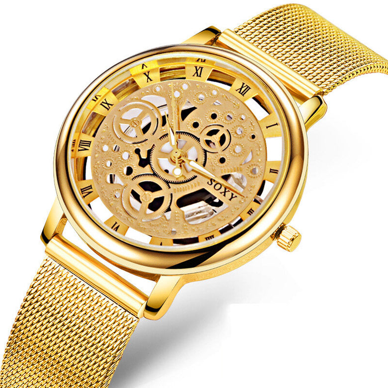 SOXY Men Watch Business Fashion Alloy Hollow Quartz Watch
