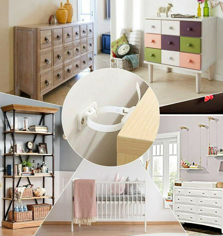 10Pcs/set Plastic Furniture Reverse Buckle For Baby Child Proofing Strap Tip Lock