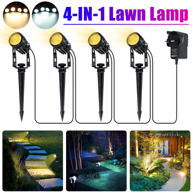 4Pcs LED Lawn Light Outdoor Garden Pathway Spotlights Landscape Lamp Waterproof