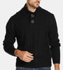 Men Cable Knit Lapel Button Solid Pullover Casual Sweaters