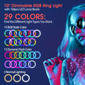 [29 RGB Colors] ELEGIANT EGL-03P 10 inch 3 Lighting Modes Brightness Adjustment LED Ring Full Light Tripod Stand Live Selfie Holder with Remote Control for YouTube Tiktok VK Vlog