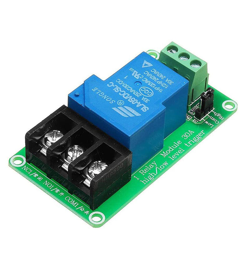 1 Channel Relay Module 30A with Optocoupler Isolation 5V Supports High and Low Trigger