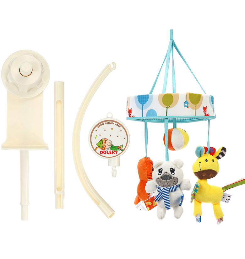 Baby Crib Mobile with Bed Bell Holder and Toy Arm Bracket that Plays Wind-up Music Box