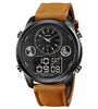 SKMEI 1653 Fashion Men Digital Watch Date Week Luminous Display Stopwatch Countdown Leather Strap Dual Display Watch