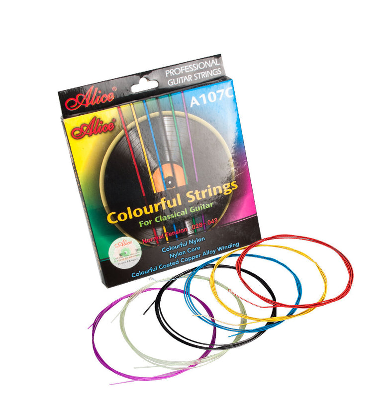 Alices Acoustic Guitar Strings A107-C Plated Steel Steel Core 6 Strings Colorful Coated Copper Alloy Wound 028-043 Inch