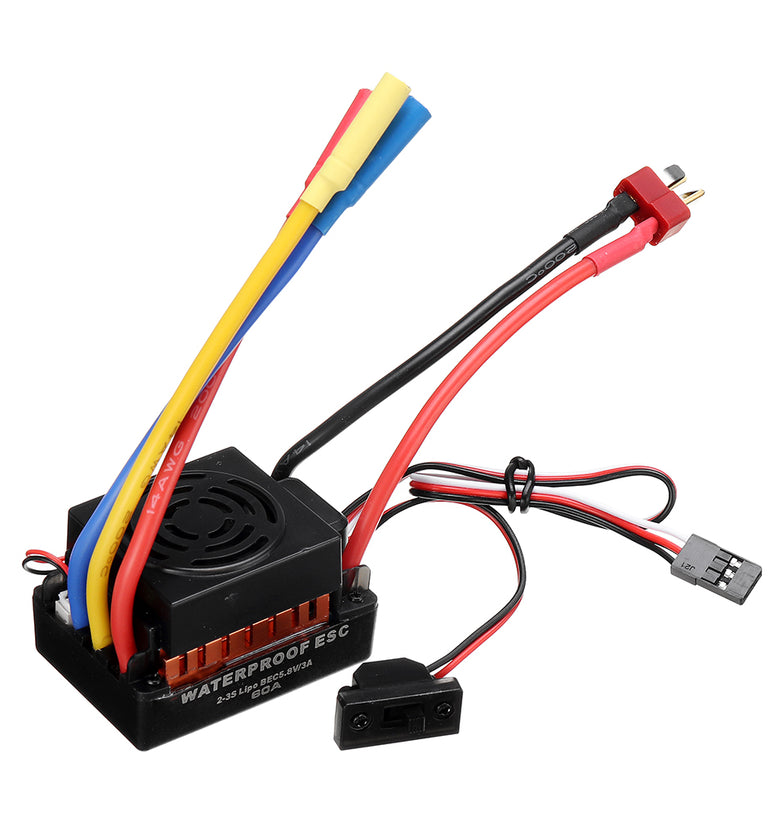 60A Brushless Waterproof ESC Speed Controller for 1/10 RC Car Parts - Electric