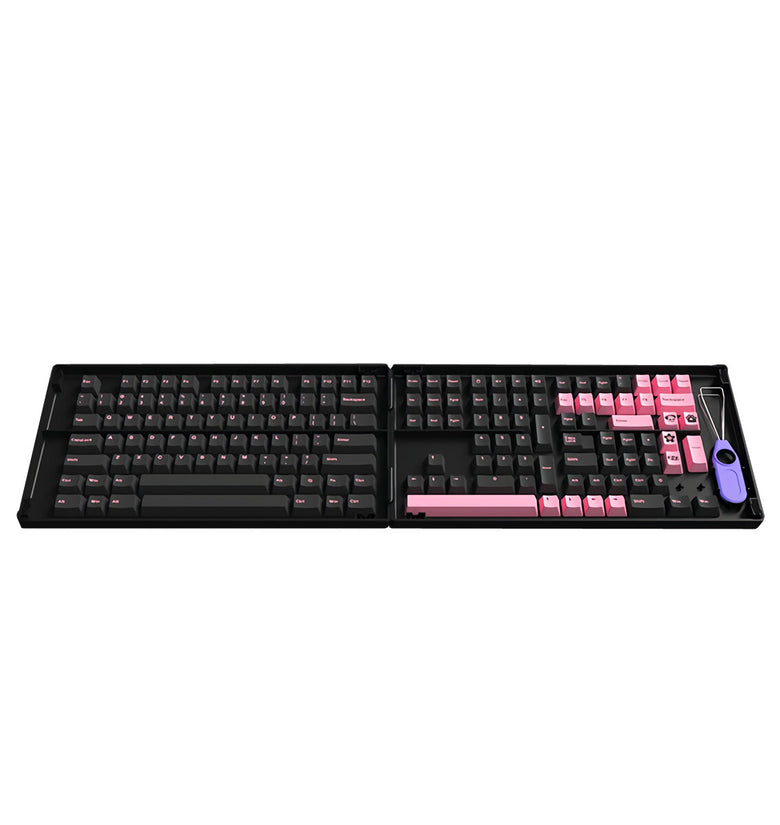 AKKO 229 Keys Black&Pink Keycap Set Cherry Profile PBT Double Shot Keycaps for Mehcanical Keyboards