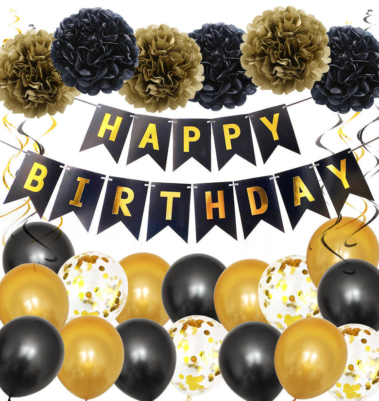 Happy Birthday Party Decoration Banner Bunting Balloons Background