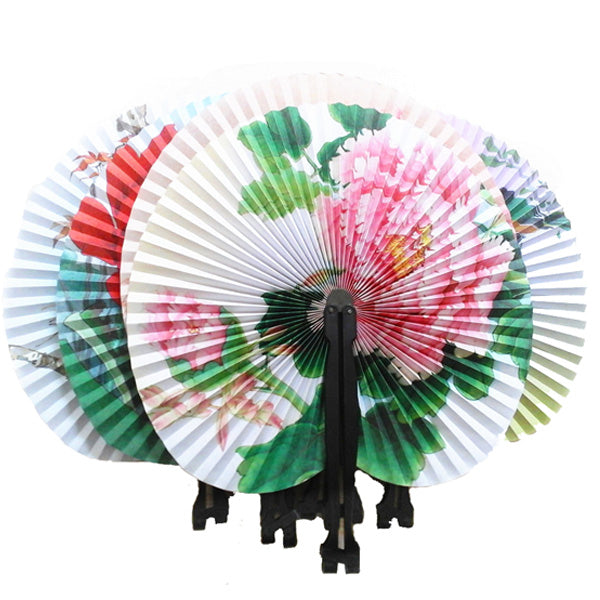 Portable Classic Hand Fan Vintage Folding Fans Round Circular Paper Folding Fans