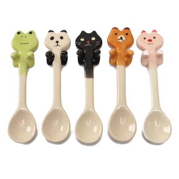 Cute Cartoon Animal Ceramic Hanging Coffee Scoop Milk Tea Soup Spoon Tableware Decor