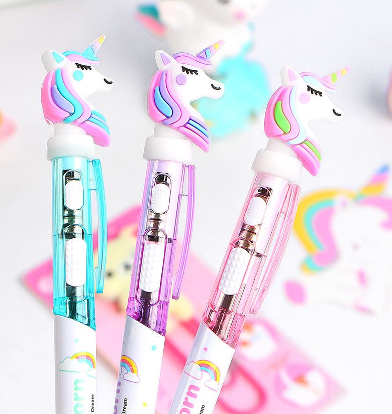 36Pcs Cute Ballpoint Pen Creative Cartoon Unicorn Light Pen Student Stationery 0.5mm Writing Tool School Supplies