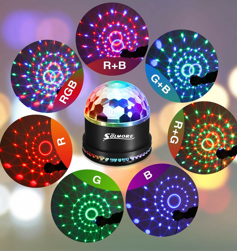 Disco Lights SOLMORE 51 LEDs Party Stage 12W RGB Disco Ball Light Sound Unique Sequential Flashing Effect for Kids Festival Birthday Party Bar