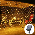 Solar LED Net Lights Outdoor Solar Net Mesh Tree-Wrap Lights Solar Curtain String Lights for Window Wall Garden Fence Decor