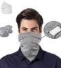 Adult Gray Head Face Neck Gaiter Tube Bandana Scarf Cover  Carbon Filters For Motorcycle Racing Outdoor Sports