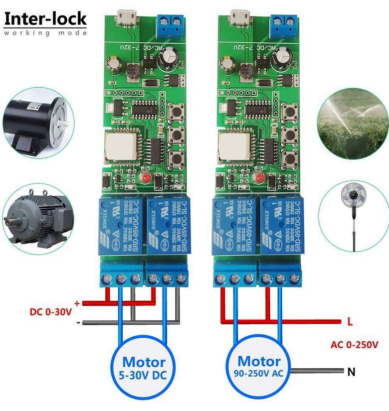 EACHEN WiFi 2-way Relay Module Self-Locking/Interlock Switch Module Works with Amazon Alexa Google Home