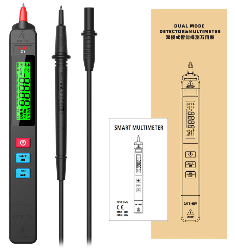 BSIDE Z1 Mini Digital Multimeter Smart Pen-Type LCD 2000 Counts Voltmeter Resistance Tester Flashlight for Electronic Repair