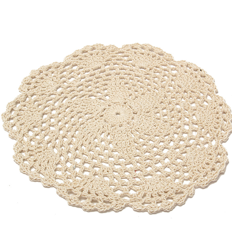 12Pcs Hand Crocheted Doilies Set DIY Round Beige Handmade Crochet Doilies Coasters Lot For Home Decoration