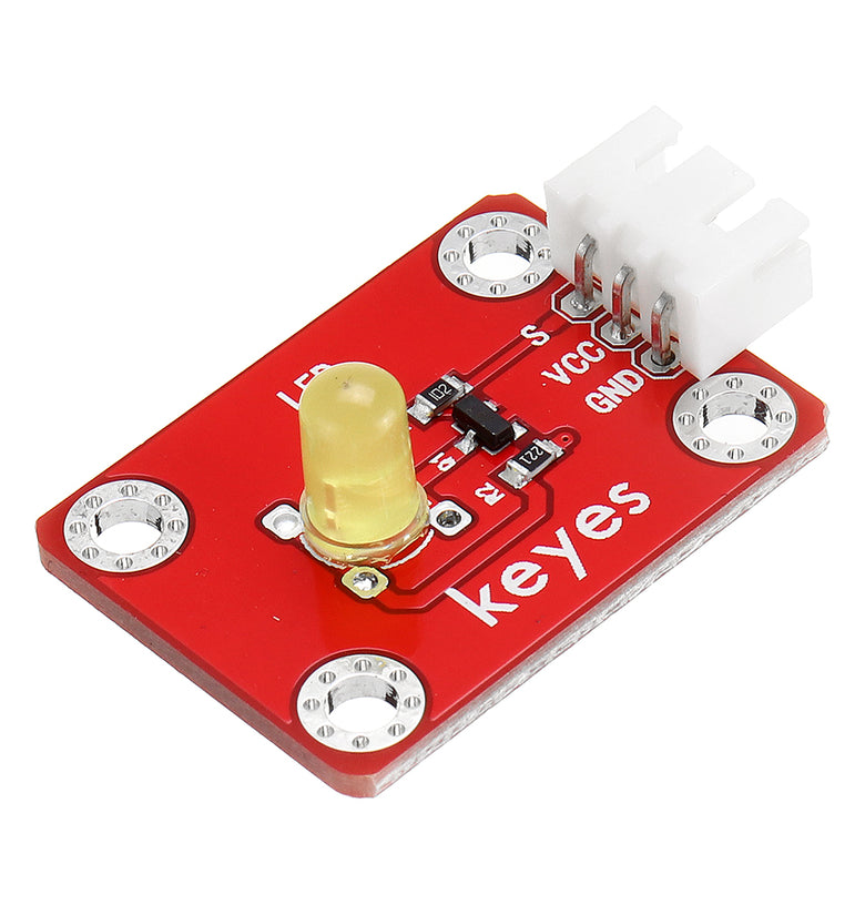 Keyes Brick LED Yellow Light Module (Pad hole) Anti-reverse Plug White Terminal Digital Signal